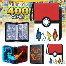 Fichário Pokémon com Zíper para 400 Cartas 50 Folhas Capa Dura Porta Cards TCG Pronta Entrega