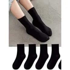 Kit 12 Pares Meia Preto/Branco Infantil Meninos e Meninas Cano Alto Basica 2-10 ANOS