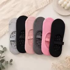 Kit 6 Pares Meias Sapatilha Feminina Antiderrapante Invisível Algodão Macia Confortável com Silicone