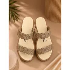 Sandalia Chinelo com Brilho Confortavel e Leve Papete Glitter Plataforma Elegante