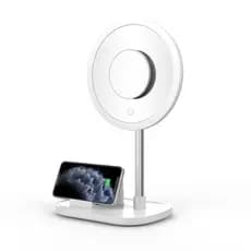 Luminária de Mesa com Espelho Touch 3 Cores 5W com Carregamento Sem Fio USB