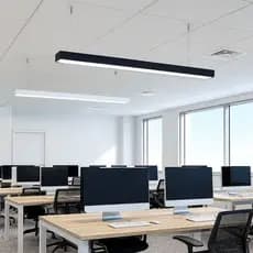 Pendente Luminária Slim Linear Retangular Led Integrado para Escritório 45w Preto e Branco 110/220v