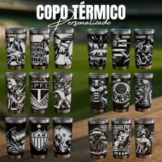 Copo Térmico Com Estampa De Times Mantém Quente ou Gelado