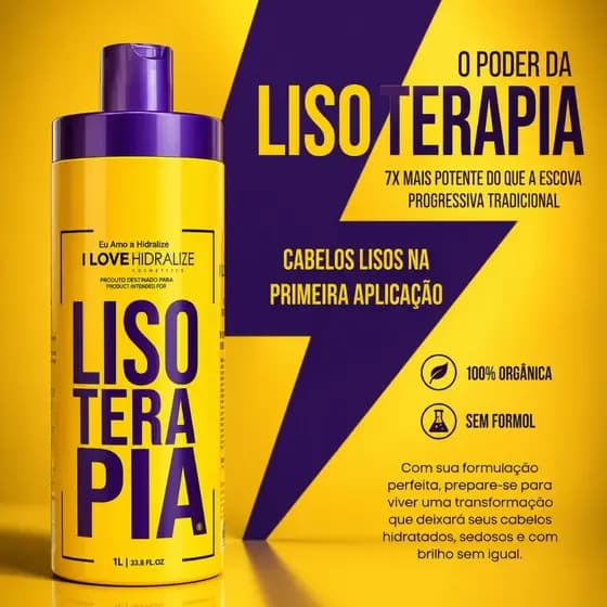 Progressiva Orgânica Sem Formol Lisoterapia Hidralise 1L - Escova Gloss Liso Extremo