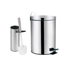 Lixeira 5 litros Inox C/ Pedal Escova Sanitária Cesto Interno Removível Banheiro Cozinha