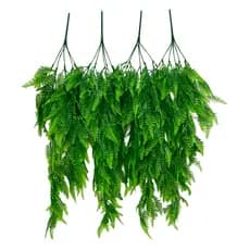 4 Pendentes Folha de Samambaia Artificial 85cm Pendurada Verde Artificial