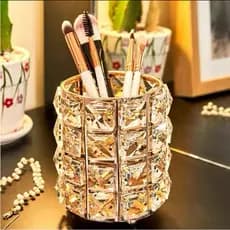 Organizador Porta Pincel Maquiagem Decoração Luxo Gold Cristal