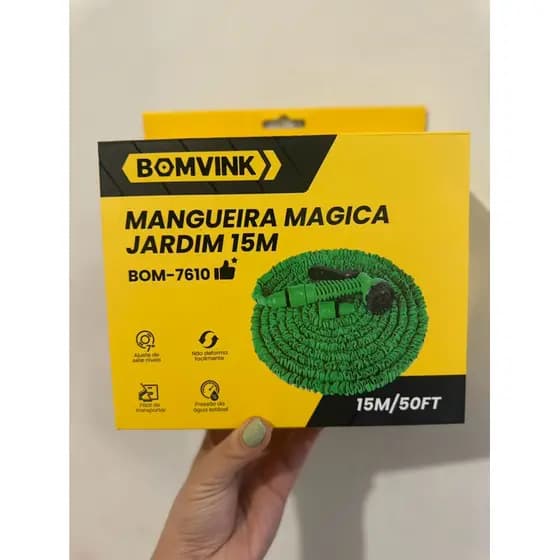 Mangueira Mágica Jardim 15m Expansível Bomvink | Leve e Resistente com 7 Funções de Jato - Azul