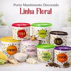 Pote Decorado Floral Porta Mantimentos Plástico com Modelos Variados