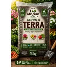 Terra Vegetal p/ Plantio e Jardinagem Substrato Rico em Nutrientes p/ Vasos Canteiros Hortas e Jardins Naturais Fértil
