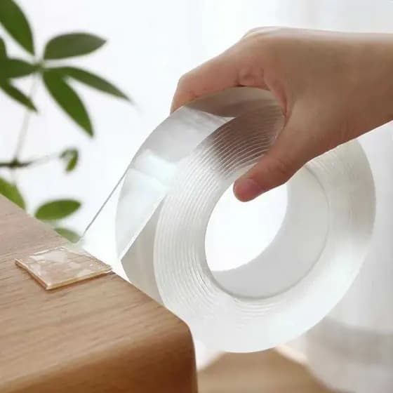 Fita Mágica Transparente Dupla Face Gel Auto Colante 3cm de Largura Extra Forte Adesiva Silicone p/ Parede Porta Vidro