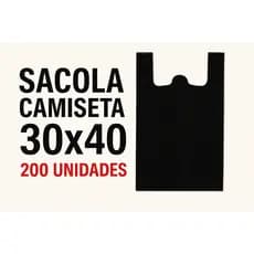 200 Sacolas Plásticas Pretas para comércios mercados lojas conveniências 200 sacola de mercado reforçada