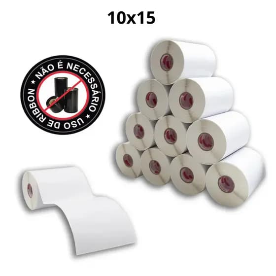 Kit 20 Rolos Etiqueta 10x15 100x150 Térmica Adesiva Serrilha Não Usa Ribbon Para E-Commerce (200 etq/rolo)