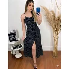 VESTIDO  MIDI LONGO   FEMININO NO CREPINHO COM REGULADOR ELASTEX NAS COSTAS