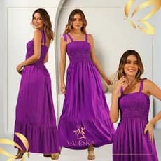 Vestido Feminino longo com alças ajustáveis e lastex TECIDO DUNA PREMIUM vestido de festa junina