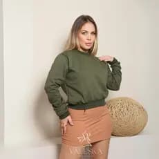Blusa Moletom Feminino Quentinho Qualidade Premium blusa de frio moletom gola redonda flanelado