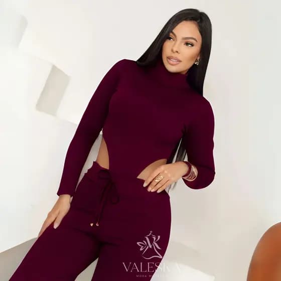 CONJUNTO FEMININO body e calça pantaloma tecido anarruga moda gringa lançamento inverno 2025 inverno