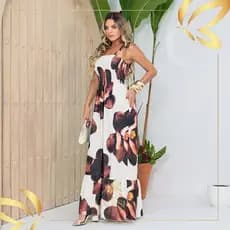 Vestido Feminino Longo Floral 3D Luxo tomara que caia primavera-verão elegante festa envio IMEDIATO