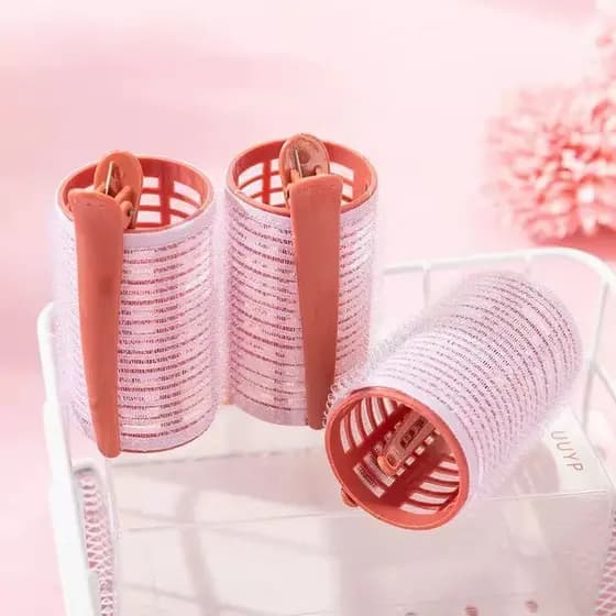 Kit 6 Bobs Grandes Cabelo Velcro Modeladores + 6 Prendedores,DIY Styling Tools tamanho unico 6.3x4cm