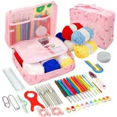 Ferramentas de Crochê para Iniciantes Conjunto Completo de Malha Manual Kit de Materiais Gancho de Crochê com Cabo Macio