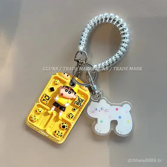 Porta-cartões deslizante com ponto de interrogação, boné amarelo, roupa amarela, bolsa de transporte, patinete elétrico,