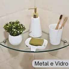 Prateleira Porta Shampoo de Vidro 25cm x 25cm Banheiro Lavanderia Prateleira