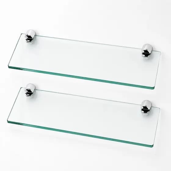 Kit 02 Prateleiras de Vidro Multiuso 40cm Para Casa Fixação Dupla de Parede/Lavanderia Porta Shampoo
