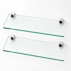 Kit 02 Prateleiras de Vidro Multiuso 40cm Para Casa Fixação Dupla de Parede/Lavanderia Porta Shampoo