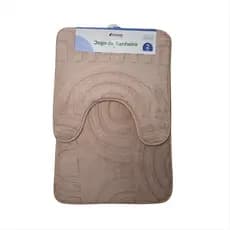 Kit Conjunto 2 Peças Tapete Piso Banheiro Tecido Absorvente Antiderrapante Poliéster Box Lavabo