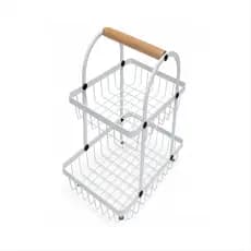 Fruteira De Mesa Cesta Aramada Organizador 2 Andar Luxo