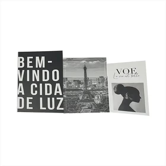 Kit 3 Livros Fake Conjunto Caixa Porta Objeto Decorativo