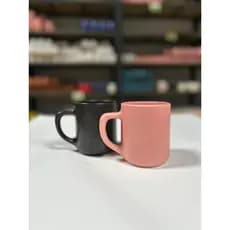 Kit 4 Canecas porcelana Café Chá 300ml Resistente Rosa e Preto Acabamento Acetinado