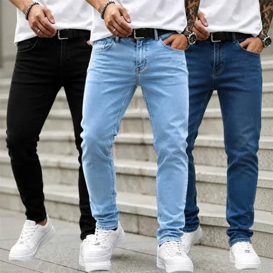 Calça Jeans Masculina Skinny Tradicional Básica com Lycra Premium Confortável Casual Slim Fit Alta Qualidade Moda