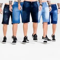 Kit 2, 3 ou 4 Bermudas Jeans Masculinas Lisa com Lycra Premium Slim Fit Casual Moda Verão Conforto Alta Qualidade