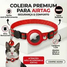 Coleira para Gato com Suporte AirTag Refletiva Anti-perda Rastreador Segurança Ajustável com Sino