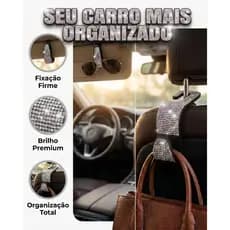 Kit Gancho pra Bolsas e Sacolas+ Suporte de Óculos Carro Clip Organizador Automotivo Feminino Strass
