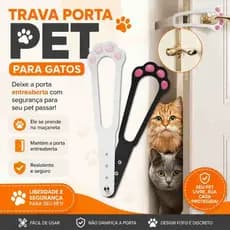 Kit 2 ou 3 Trava Porta Para Gato Passar E Segurança De Bebê/Cães Limitador Pet Patinha Anti-Batida