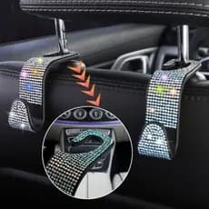 2Pcs Gancho Para O Encosto Do Banco Traseiro Carro Diamantado Acessórios Interiores