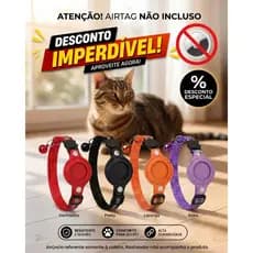 Coleira Refletiva para Gato com Suporte Airtag Ajustável Anti-Enforcamento Segurança e Conforto Pets