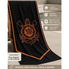 Toalha Ideal Presente Dia Dos Pais Estampa Time de Futebol Timão Falcão Para Praia Piscina e Natação