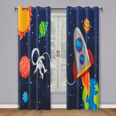 Cortina 3.00x2.20 Astronauta Ou Kit Almofadas Astronauta Para Decoração De Quarto Menino E Menina