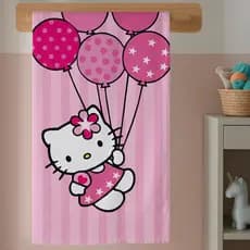 Toalha de Banho Grande Infantil Gatinha Hello 100% Algodão Estampada Oficial Suave e Divertida