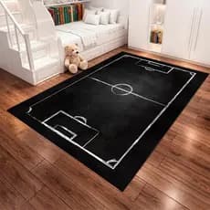 Tapete Quarto Menino Grande Tema Futebol Jogos Decoração Preto Antiderrapante