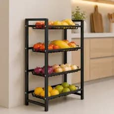 Fruteira de Chão 4 Andares Organizador Multiuso para Cozinha Aço Inoxidável Klicmix