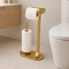 Suporte Papel Higiênico De Chão Dourado Banheiro Lavabo Porta Rolo Luxo Organizador Premium  Klicmix