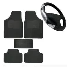 Tapete Automotivo Universal + Capa De Volante Universal Prata
