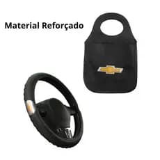 Capa de Volante Automotivo Carro Chevrolet + Sacolinha Lixeira Cambio Multiuso Chevrolet