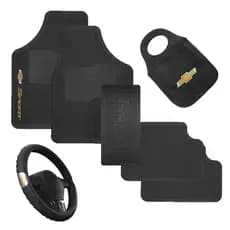Kit Jogo Tapete Automotivo Carro Chevrolet + Capa Volante + Lixeira Personalizada
