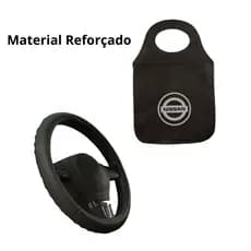 Capa de Volante Automotivo Carro Universal Preta Sem Marca + Lixeira Cambio Multiuso Nissan
