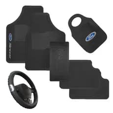 Kit Jogo Tapete Automotivo Carro Ford + Capa Volante + Lixeira Multiuso Personalizada